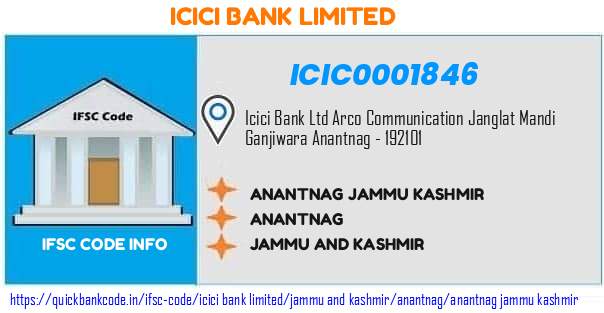 Icici Bank Anantnag Jammu Kashmir ICIC0001846 IFSC Code