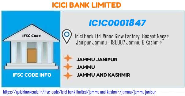 ICIC0001847 ICICI Bank. JAMMUJANIPUR