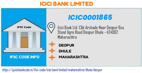 Icici Bank Deopur ICIC0001865 IFSC Code