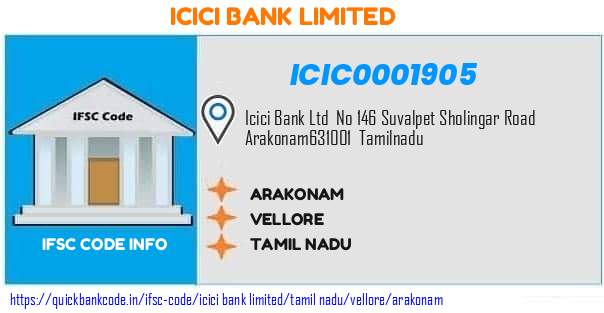 Icici Bank Arakonam ICIC0001905 IFSC Code
