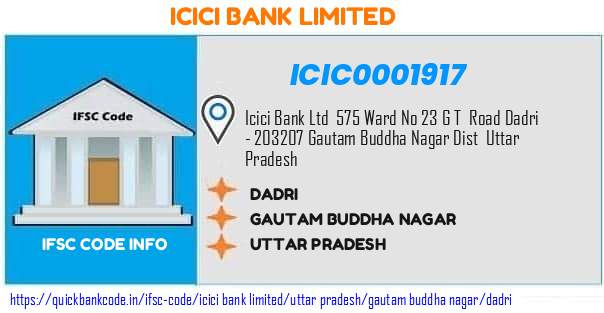 Icici Bank Dadri ICIC0001917 IFSC Code