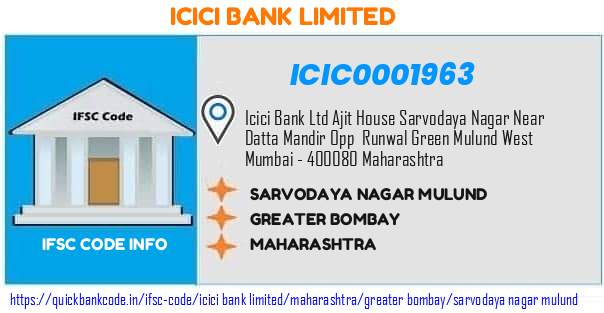 ICIC0001963 ICICI Bank. MumbaiMulund Sarvodaya Nagar