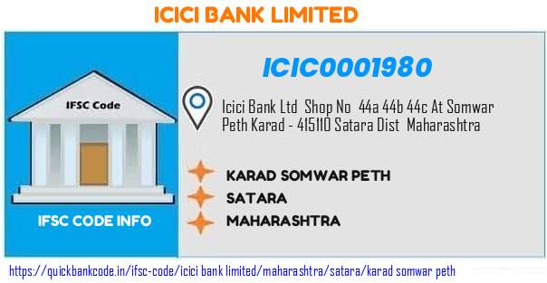 Icici Bank Karad Somwar Peth ICIC0001980 IFSC Code