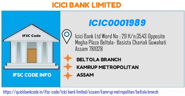 Icici Bank Beltola Branch ICIC0001989 IFSC Code