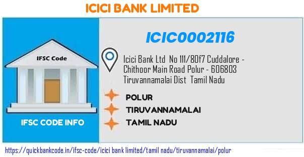 Icici Bank Polur ICIC0002116 IFSC Code