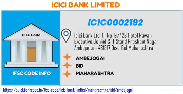 Icici Bank Ambejogai ICIC0002192 IFSC Code