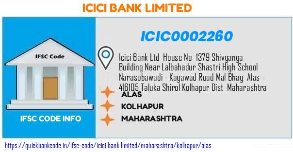 Icici Bank Alas ICIC0002260 IFSC Code