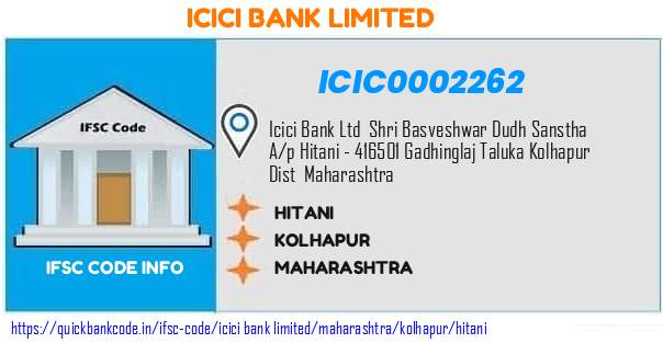 Icici Bank Hitani ICIC0002262 IFSC Code