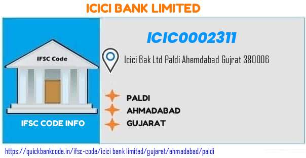 Icici Bank Paldi ICIC0002311 IFSC Code