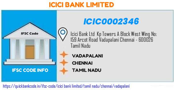 ICIC0002346 ICICI Bank. VADAPALANI