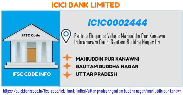 Icici Bank Mahiuddin Pur Kanawni ICIC0002444 IFSC Code