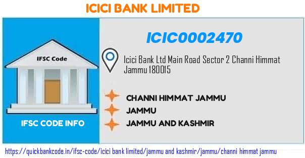 Icici Bank Channi Himmat Jammu ICIC0002470 IFSC Code