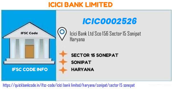 Icici Bank Sector 15 Sonepat ICIC0002526 IFSC Code