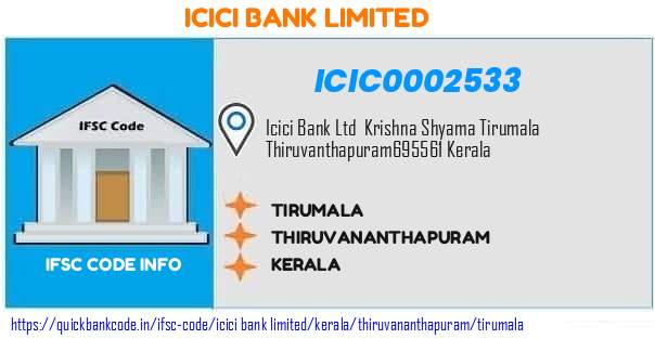 Icici Bank Tirumala ICIC0002533 IFSC Code