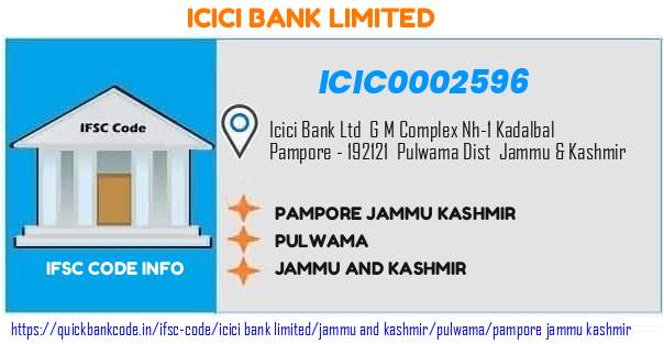 Icici Bank Pampore Jammu Kashmir ICIC0002596 IFSC Code
