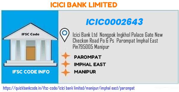 Icici Bank Parompat ICIC0002643 IFSC Code