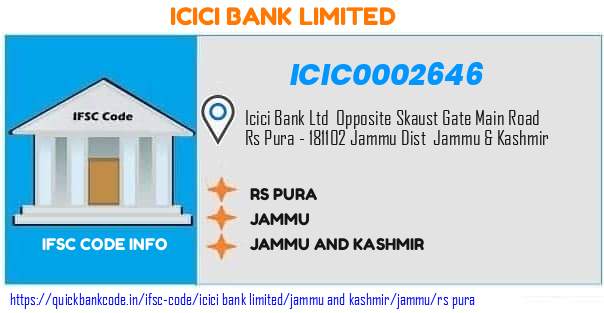 Icici Bank Rs Pura ICIC0002646 IFSC Code