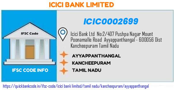 Icici Bank Ayyappanthangal ICIC0002699 IFSC Code