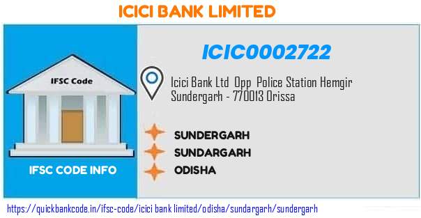 Icici Bank Sundergarh ICIC0002722 IFSC Code