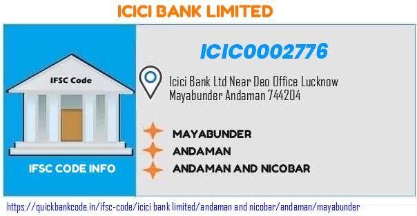ICIC0002776 ICICI Bank. MAYABUNDER