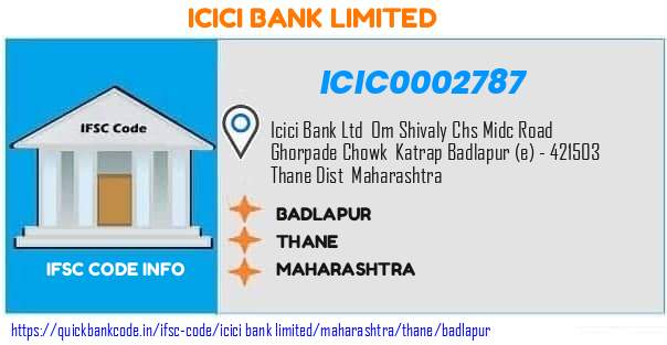 Icici Bank Badlapur ICIC0002787 IFSC Code