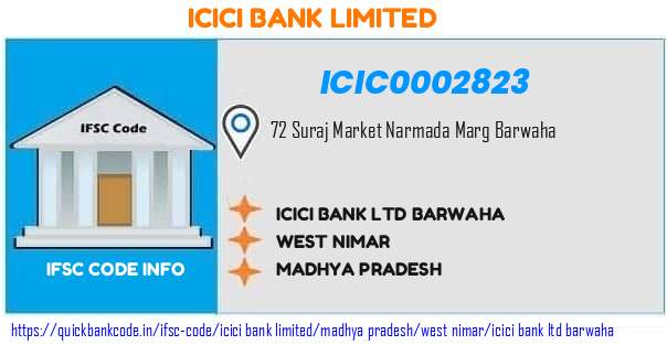 Icici Bank Icici Bank  Barwaha ICIC0002823 IFSC Code