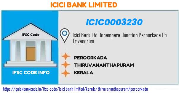 Icici Bank Peroorkada ICIC0003230 IFSC Code