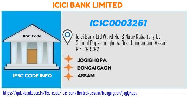 Icici Bank Jogighopa ICIC0003251 IFSC Code