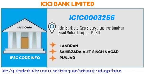 ICIC0003256 ICICI Bank. LANDRAN