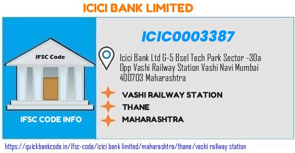 Icici Bank Vashi Railway Station ICIC0003387 IFSC Code