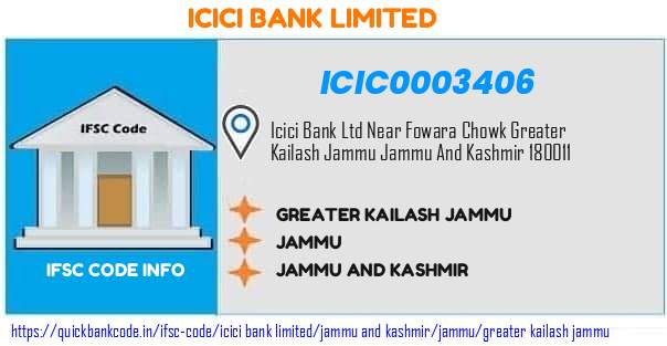 Icici Bank Greater Kailash Jammu ICIC0003406 IFSC Code