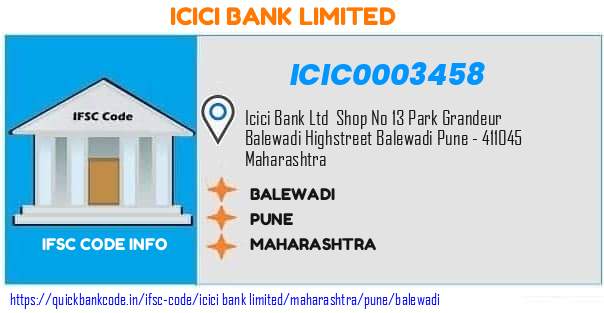 ICIC0003458 ICICI Bank. BALEWADI