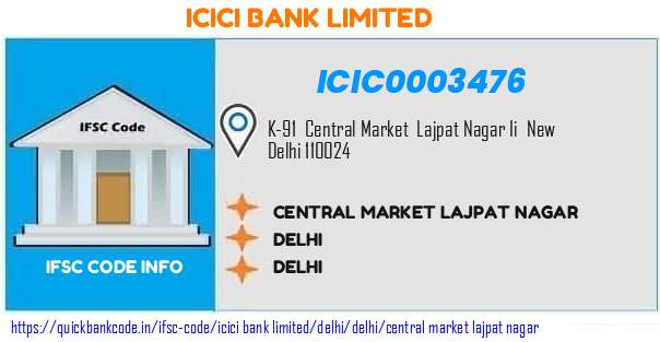 Icici Bank Central Market Lajpat Nagar ICIC0003476 IFSC Code