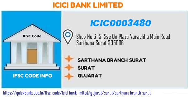Icici Bank Sarthana Branch Surat ICIC0003480 IFSC Code