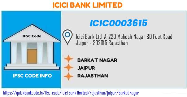 Icici Bank Barkat Nagar ICIC0003615 IFSC Code