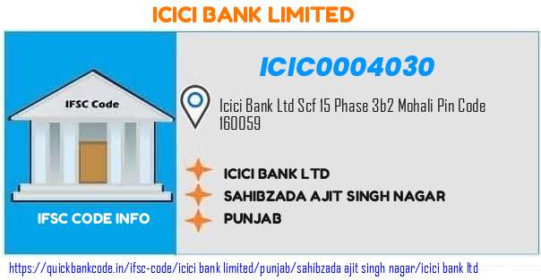 Icici Bank Icici Bank  ICIC0004030 IFSC Code