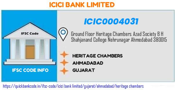 Icici Bank Heritage Chambers ICIC0004031 IFSC Code