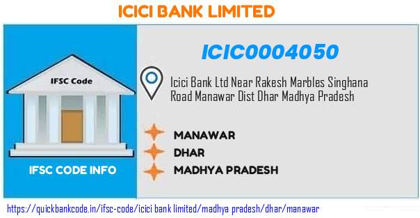 ICIC0004050 ICICI Bank. MANAWAR