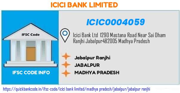 Icici Bank Jabalpur Ranjhi ICIC0004059 IFSC Code