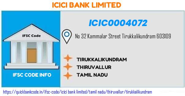 Icici Bank Tirukkalikundram ICIC0004072 IFSC Code