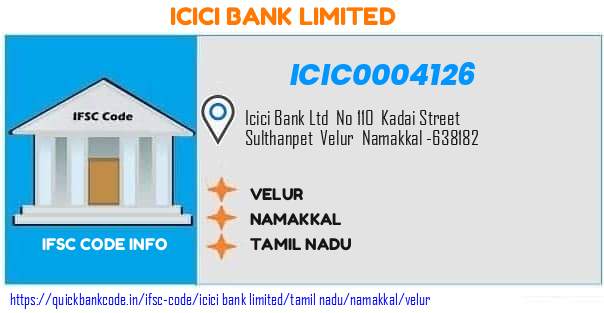 ICIC0004126 ICICI Bank. VELUR
