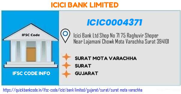 Icici Bank Surat Mota Varachha ICIC0004371 IFSC Code