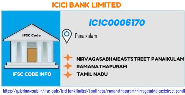 Icici Bank Nirvagasabhaieaststreet Panaikulam ICIC0006170 IFSC Code
