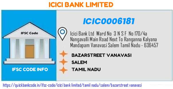 Icici Bank Bazarstreet Vanavasi ICIC0006181 IFSC Code