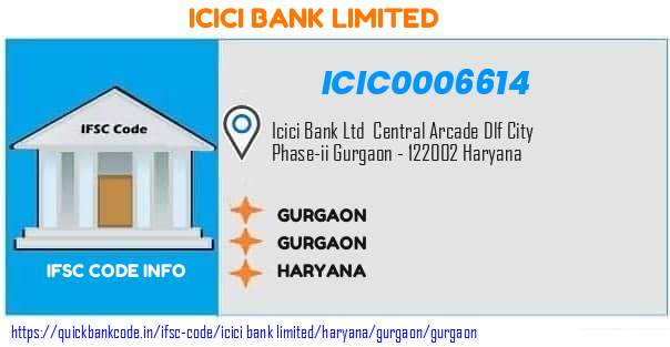 Icici Bank Gurgaon ICIC0006614 IFSC Code