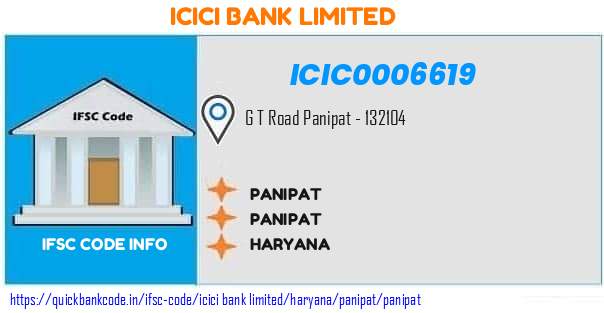 Icici Bank Panipat ICIC0006619 IFSC Code