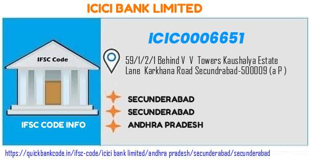 Icici Bank Secunderabad ICIC0006651 IFSC Code
