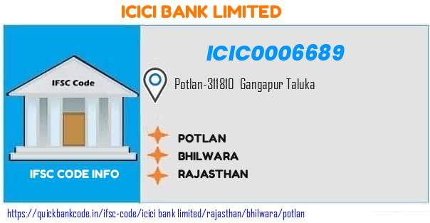 Icici Bank Potlan ICIC0006689 IFSC Code