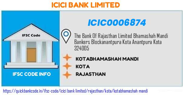 Icici Bank Kotabhamashah Mandi ICIC0006874 IFSC Code