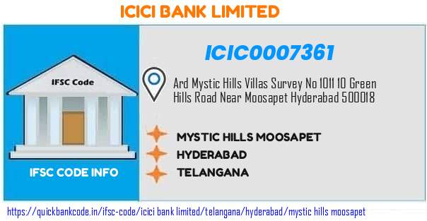 Icici Bank Mystic Hills Moosapet ICIC0007361 IFSC Code